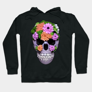 Skull flowers floral skull spooky skull 3d Hoodie